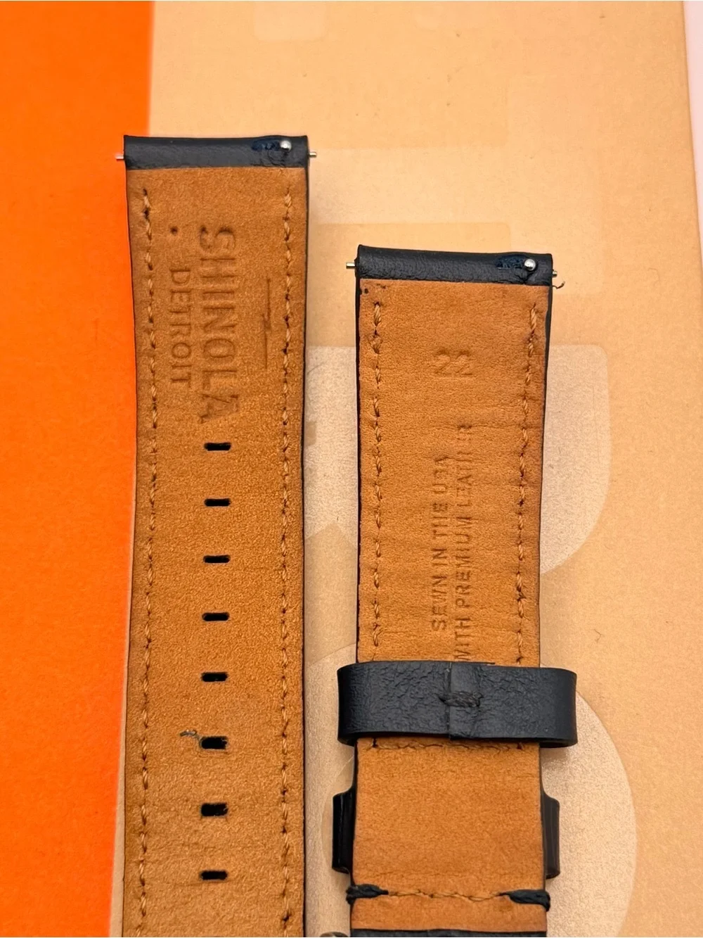 Detrola Premium Leather Watch Band, Blue & Silver, Excellent, Original Box